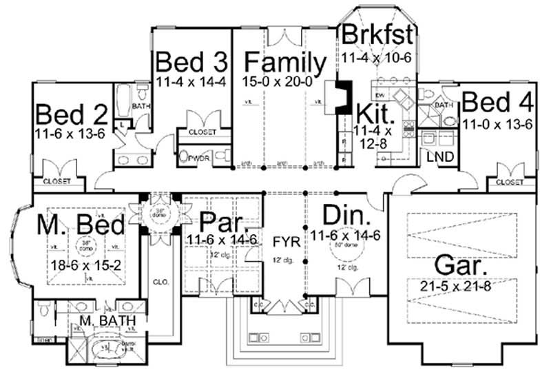 Floor Plan First Story of European Plan #106-1270