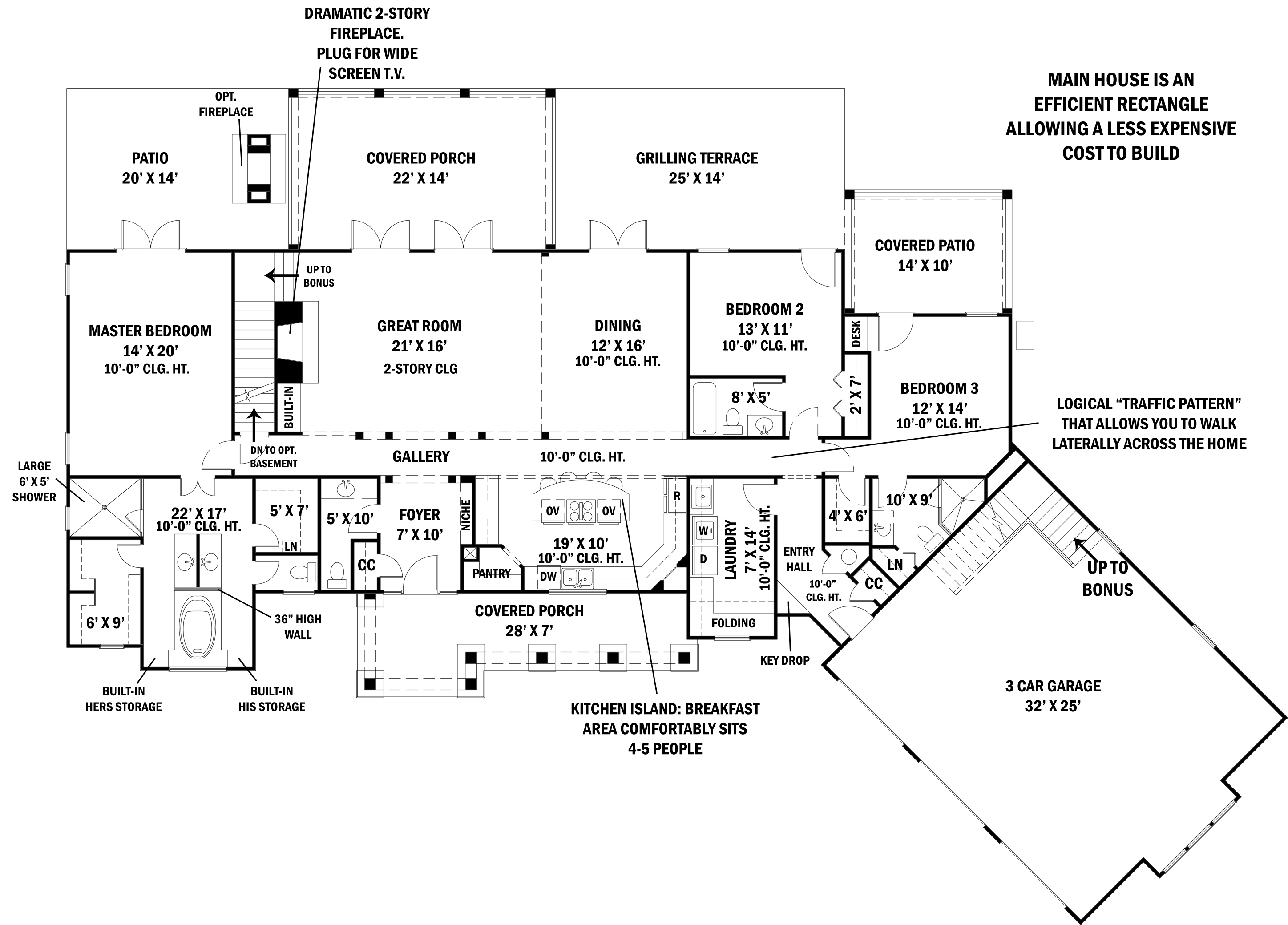 Floor Plan First Story of Ranch Plan #106-1274