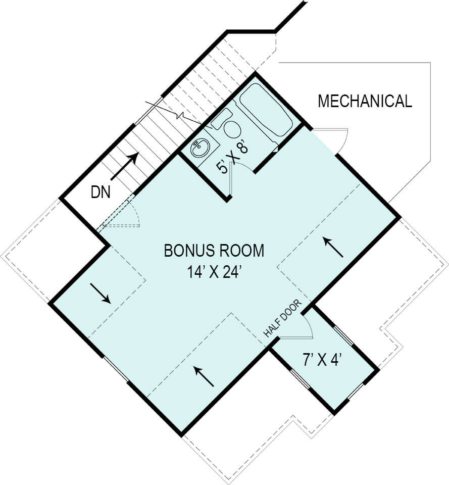 Floor Plan Second Story of Craftsman Plan #106-1276