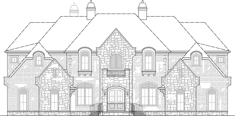 Home Plan Front Elevation of this 6-Bedroom,6072 Sq Ft Plan -106-1277