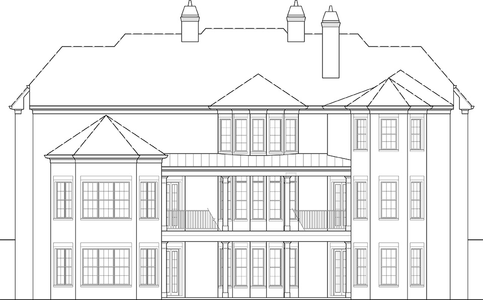 Home Plan Rear Elevation of this 6-Bedroom,6072 Sq Ft Plan -106-1277
