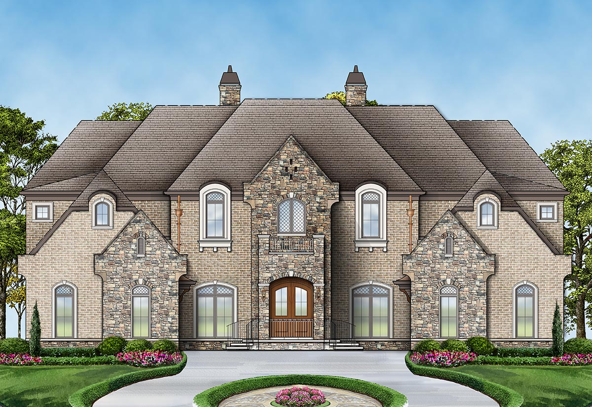 Front elevation of French home (ThePlanCollection: House Plan #106-1277)