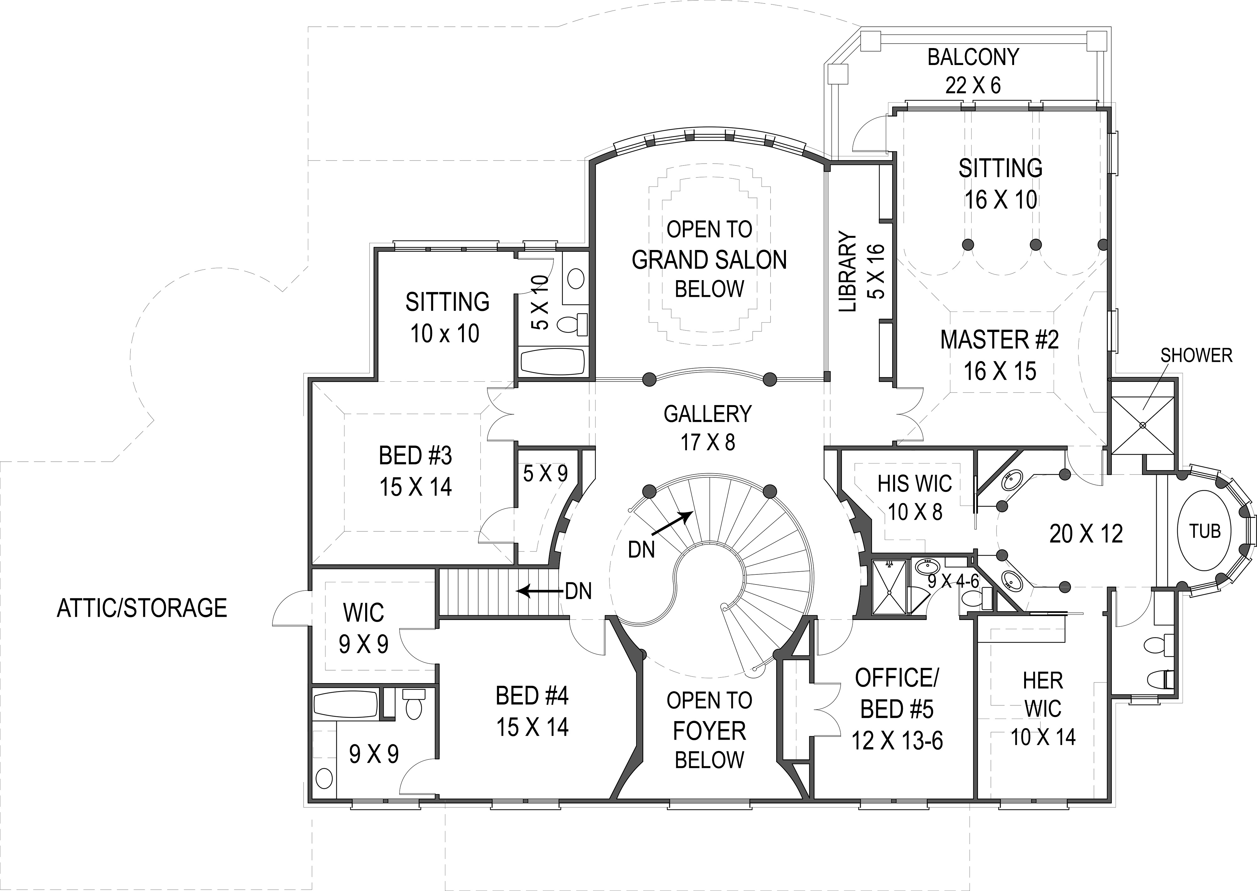 Floor Plan Second Story of Colonial Plan #106-1278
