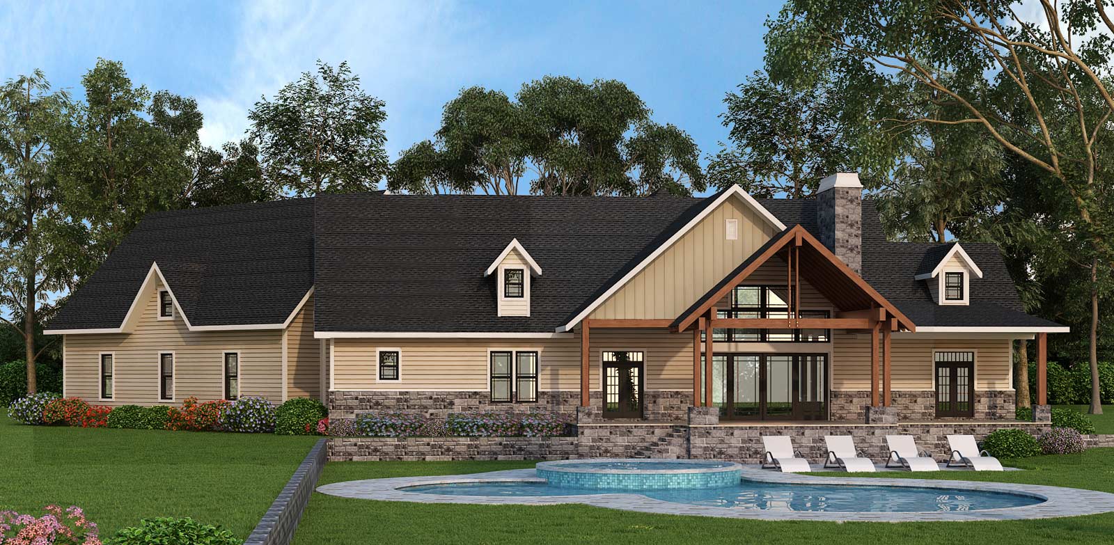 Home Plan Rear Elevation of this 3-Bedroom,2666 Sq Ft Plan -106-1279