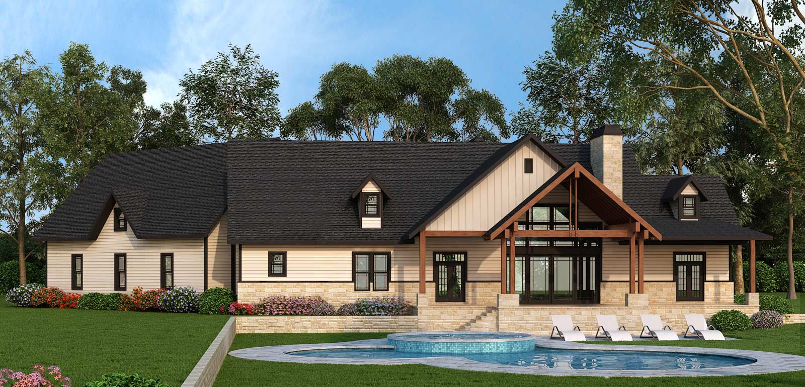 Home Plan Rear Elevation of this 3-Bedroom,2666 Sq Ft Plan -106-1279