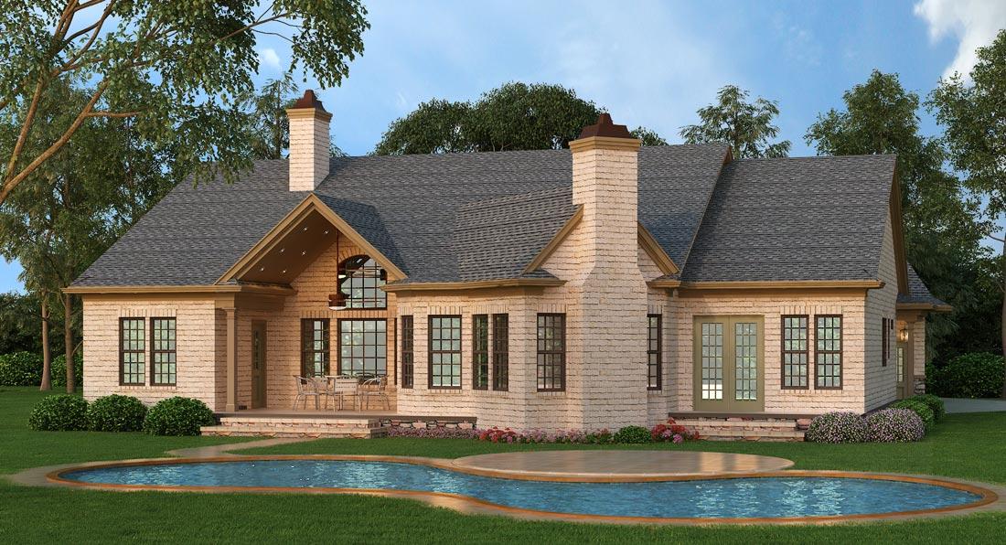 Rear View of this 3-Bedroom, 2430 Sq Ft Plan - 106-1281