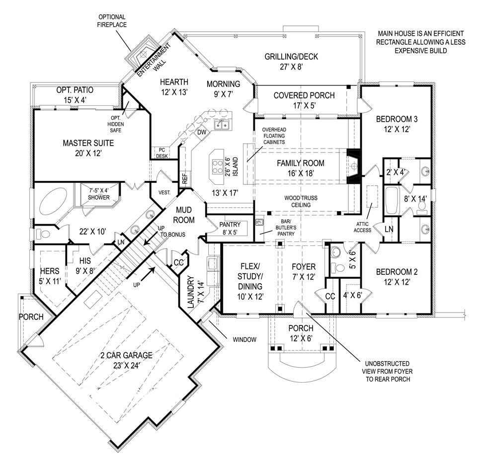 Floor Plan First Story of Ranch Plan #106-1281
