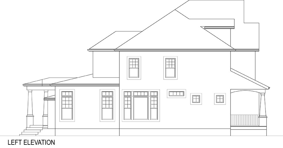 Home Plan Left Elevation of this 4-Bedroom,2995 Sq Ft Plan -106-1282