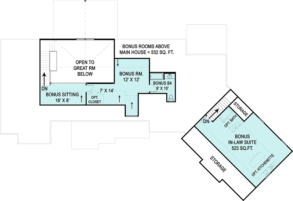 Floor Plan Bonus Room of Country Plan #106-1283