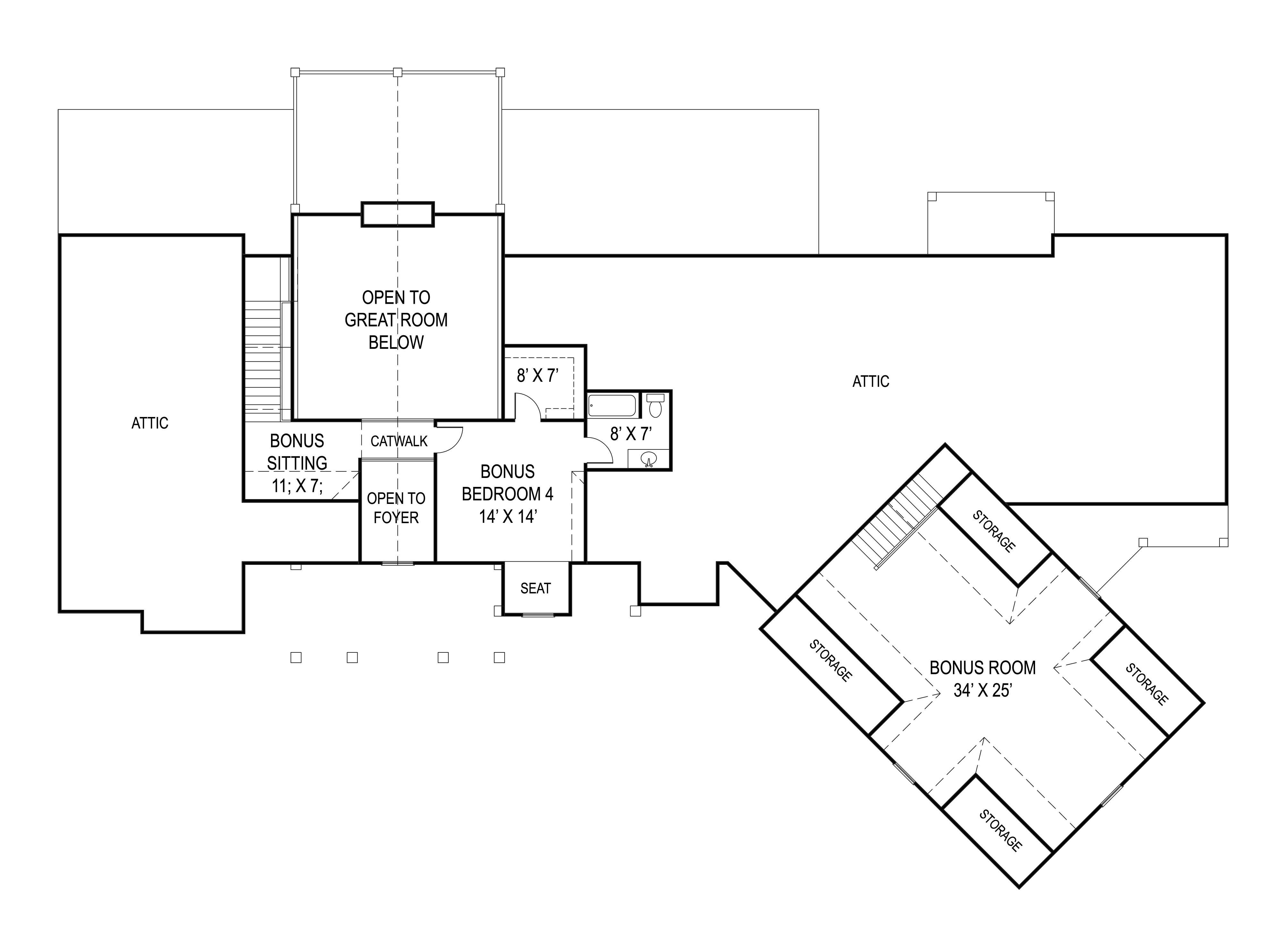 Floor Plan Second Story of Country Plan #106-1284