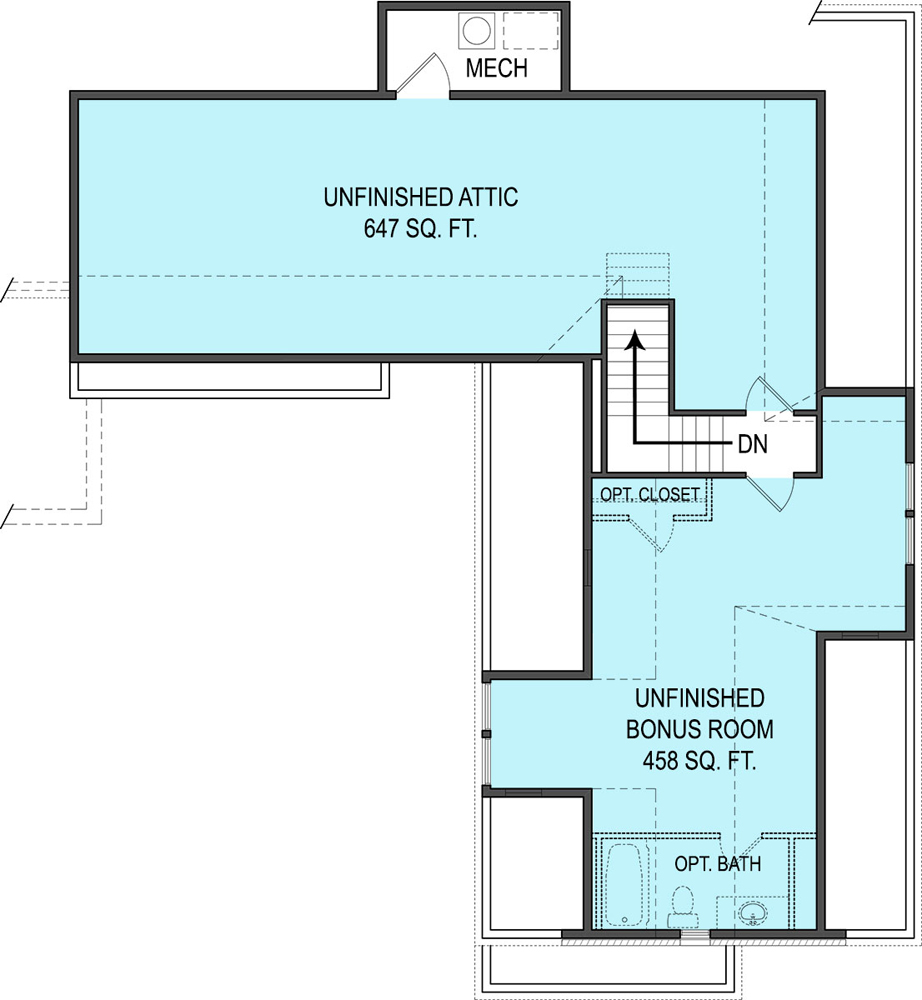 Floor Plan Second Story of Country Plan #106-1285