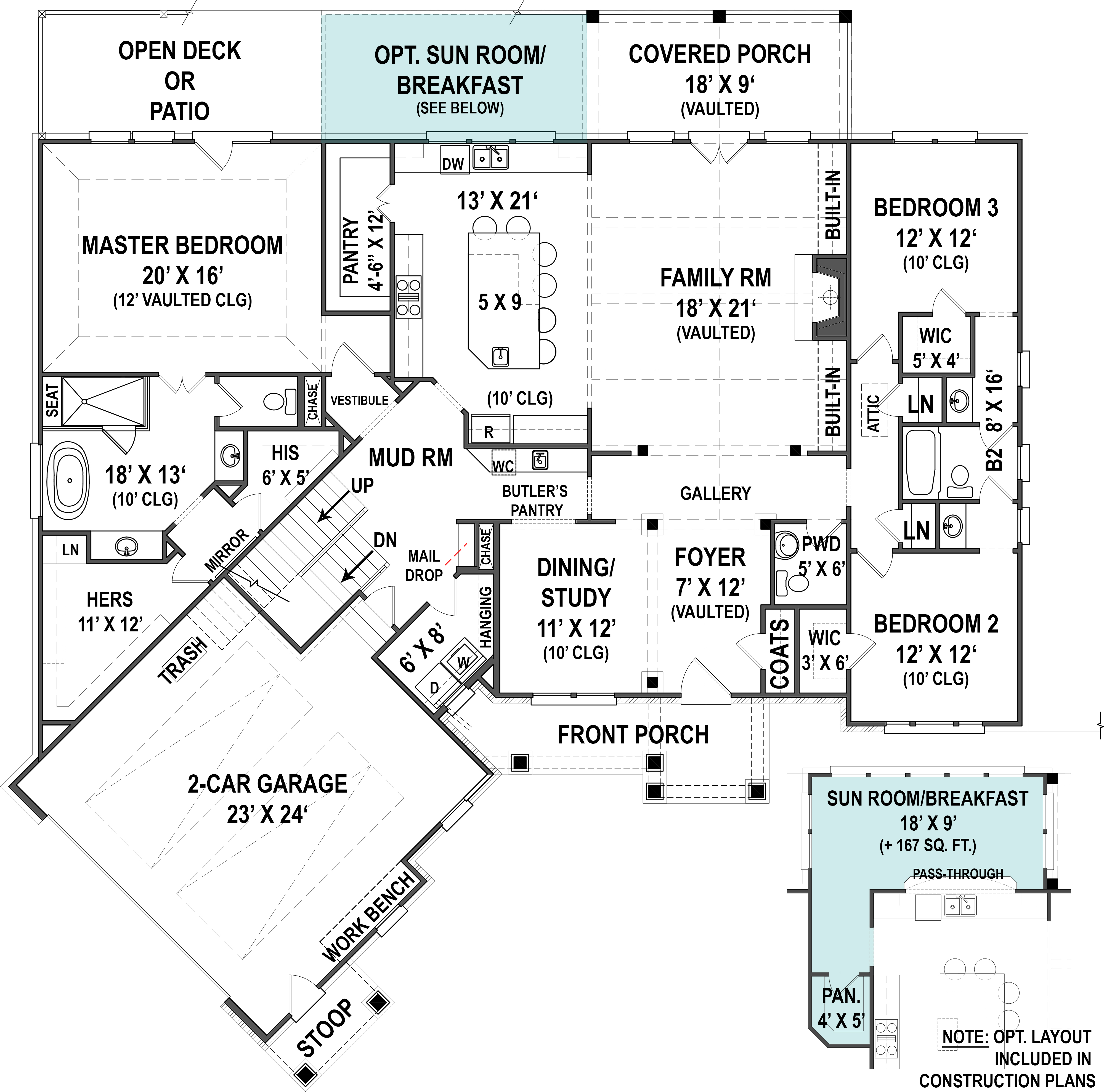 Floor Plan First Story of Ranch Plan #106-1286