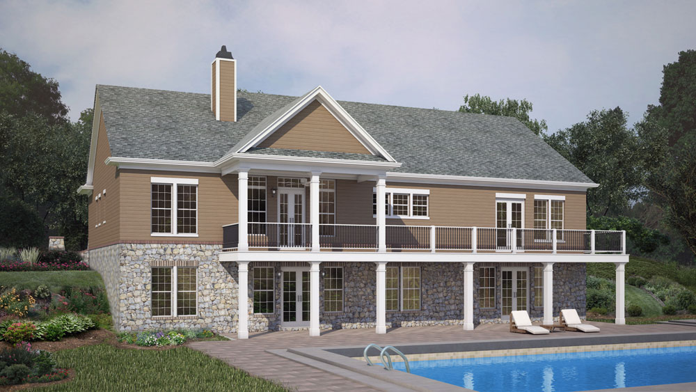 Rear View of this 3-Bedroom, 2619 Sq Ft Plan - 106-1286