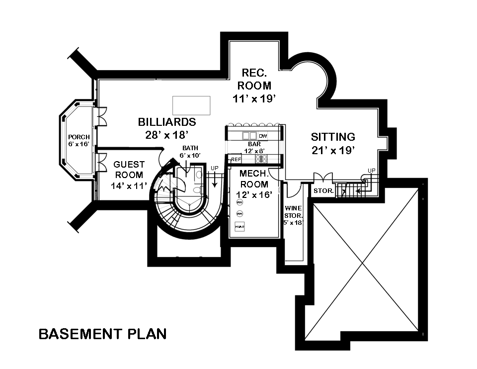 Floor Plan Basement of Luxury Plan #106-1287