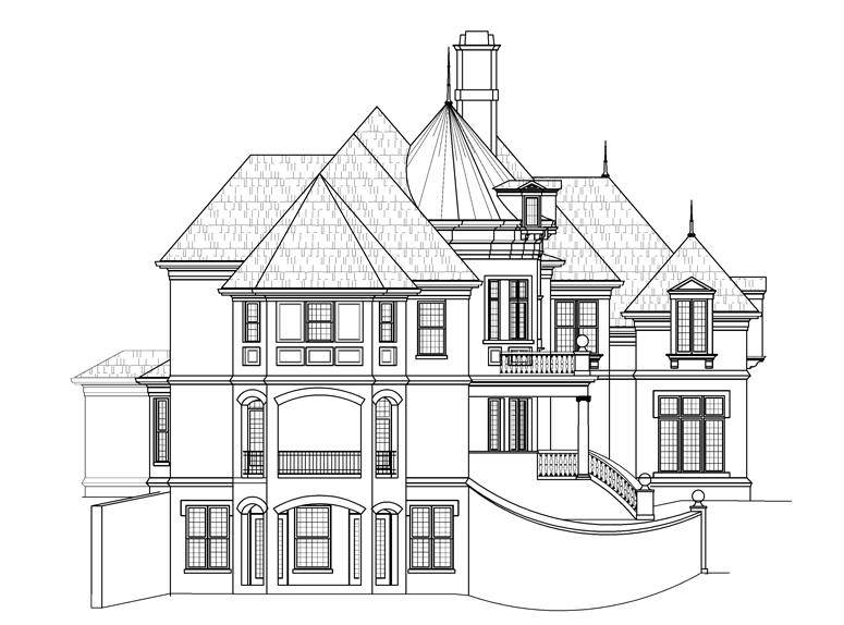 Home Plan Left Elevation of this 5-Bedroom,4072 Sq Ft Plan -106-1287