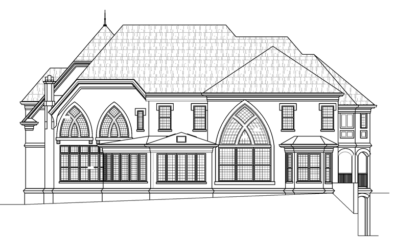 Home Plan Rear Elevation of this 5-Bedroom,4072 Sq Ft Plan -106-1287