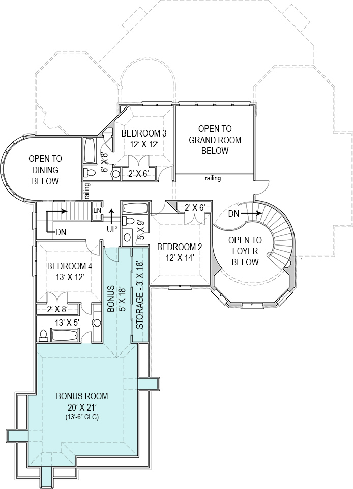 Floor Plan Second Story of Luxury Plan #106-1288