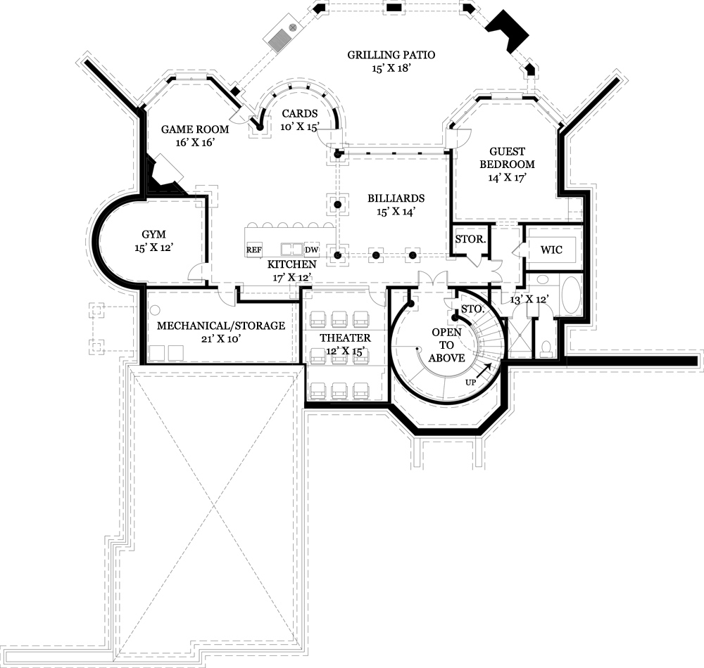 Floor Plan Basement of Luxury Plan #106-1288
