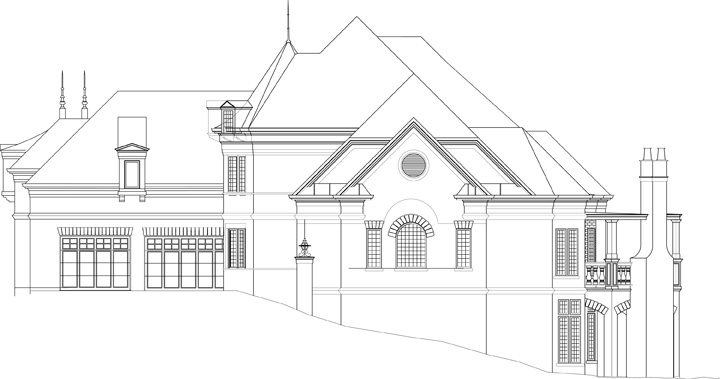 Home Plan Right Elevation of this 4-Bedroom,3376 Sq Ft Plan -106-1288