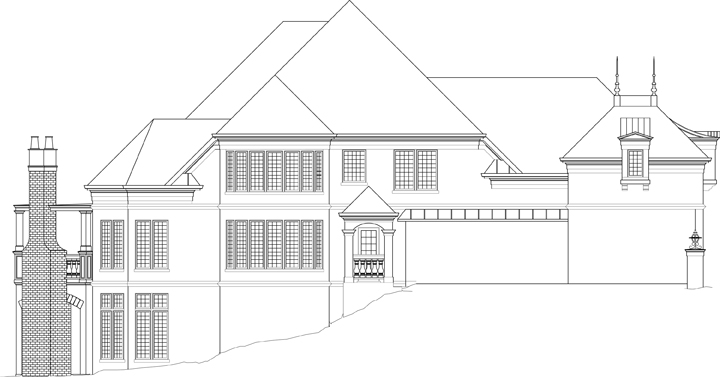 Home Plan Left Elevation of this 4-Bedroom,3376 Sq Ft Plan -106-1288
