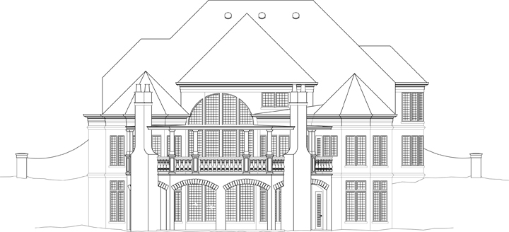Home Plan Rear Elevation of this 4-Bedroom,3376 Sq Ft Plan -106-1288