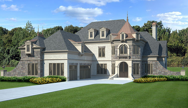 Front elevation of Luxury home (ThePlanCollection: House Plan #106-1288)