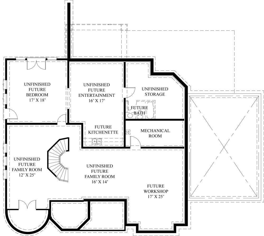 Floor Plan Basement of European Plan #106-1289