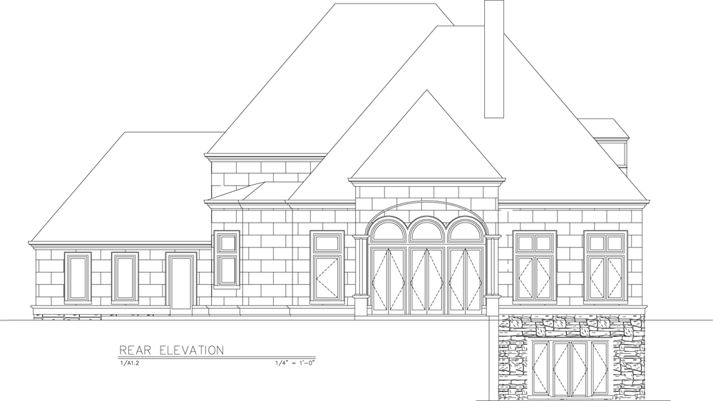 Home Plan Rear Elevation of this 4-Bedroom,3308 Sq Ft Plan -106-1289