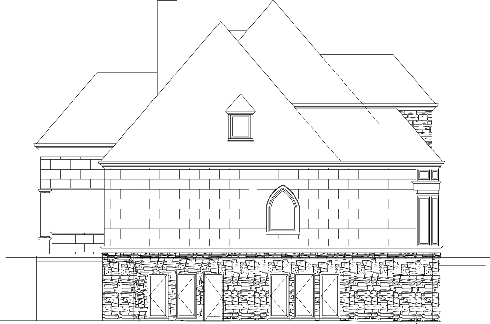 Home Plan Left Elevation of this 4-Bedroom,3308 Sq Ft Plan -106-1289