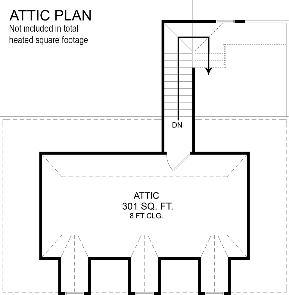 Attic (Third Story) of Colonial Plan #106-1290