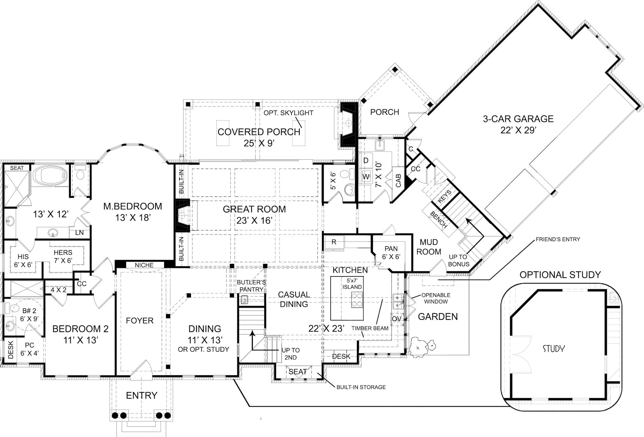 Floor Plan First Story of French Plan #106-1290