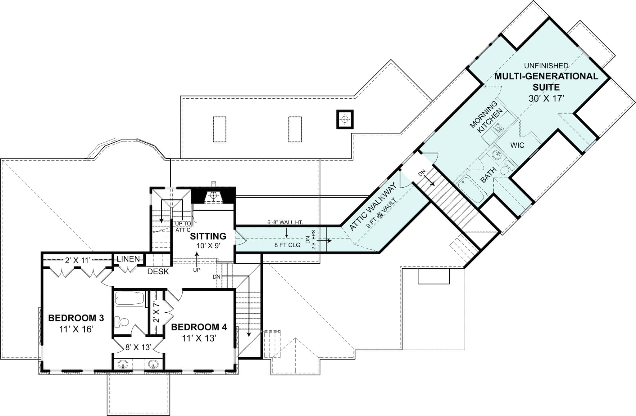 Floor Plan Second Story of French Plan #106-1290