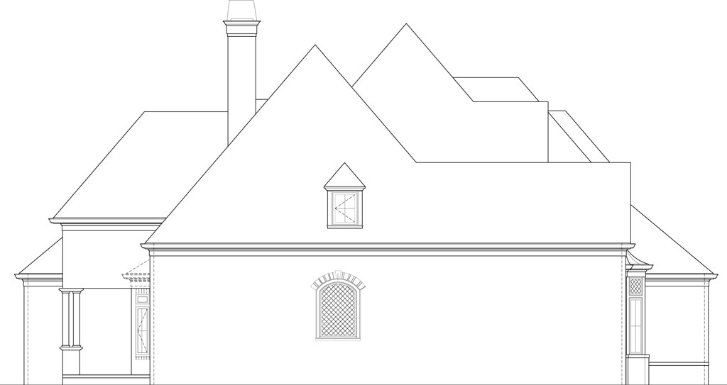 Home Plan Left Elevation of this 4-Bedroom,3330 Sq Ft Plan -106-1291