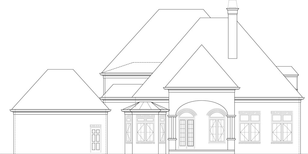 Home Plan Rear Elevation of this 4-Bedroom,3330 Sq Ft Plan -106-1291