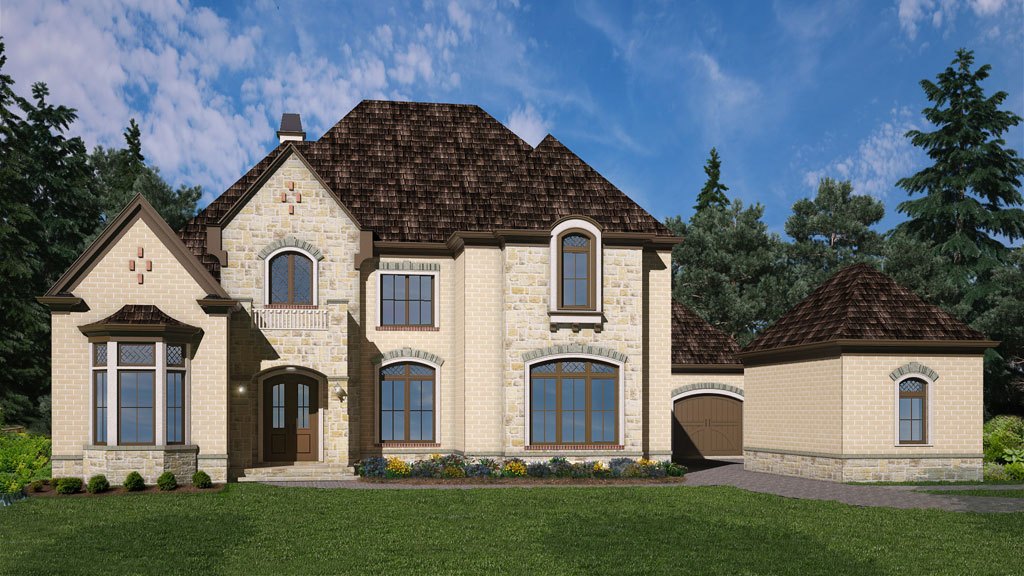 Front elevation of European home (ThePlanCollection: House Plan #106-1291)