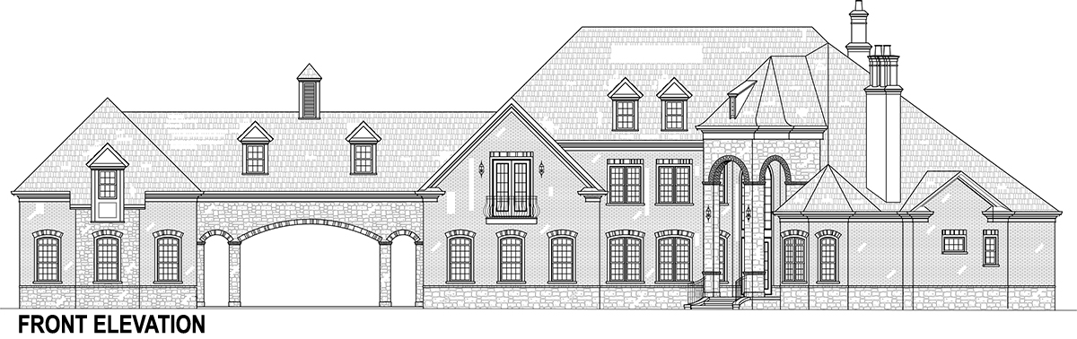 Home Plan Front Elevation of this 5-Bedroom,3302 Sq Ft Plan -106-1292
