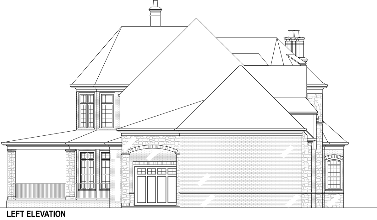 Home Plan Left Elevation of this 5-Bedroom,3302 Sq Ft Plan -106-1292