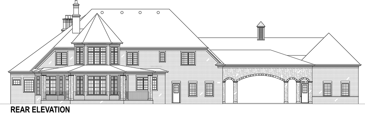 Home Plan Rear Elevation of this 5-Bedroom,3302 Sq Ft Plan -106-1292