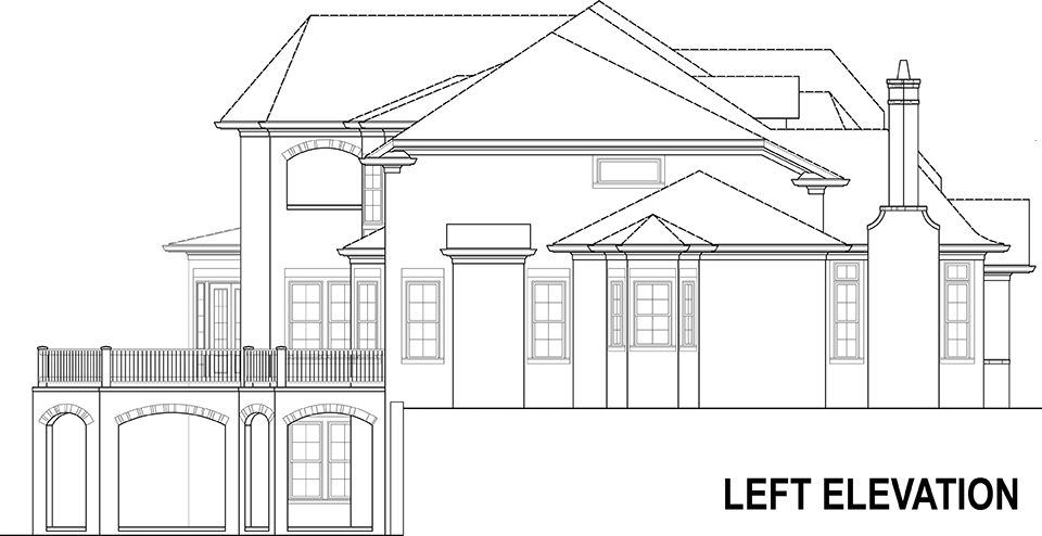 Home Plan Left Elevation of this 4-Bedroom,4770 Sq Ft Plan -106-1294