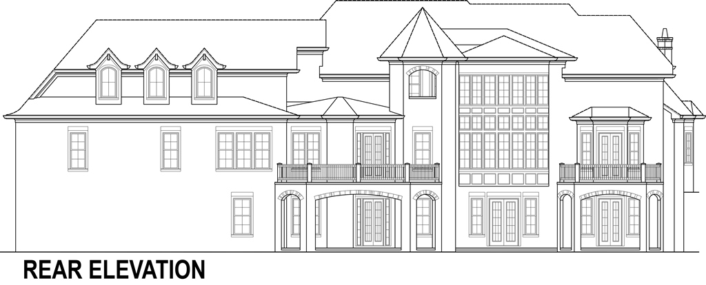 Home Plan Rear Elevation of this 4-Bedroom,4770 Sq Ft Plan -106-1294
