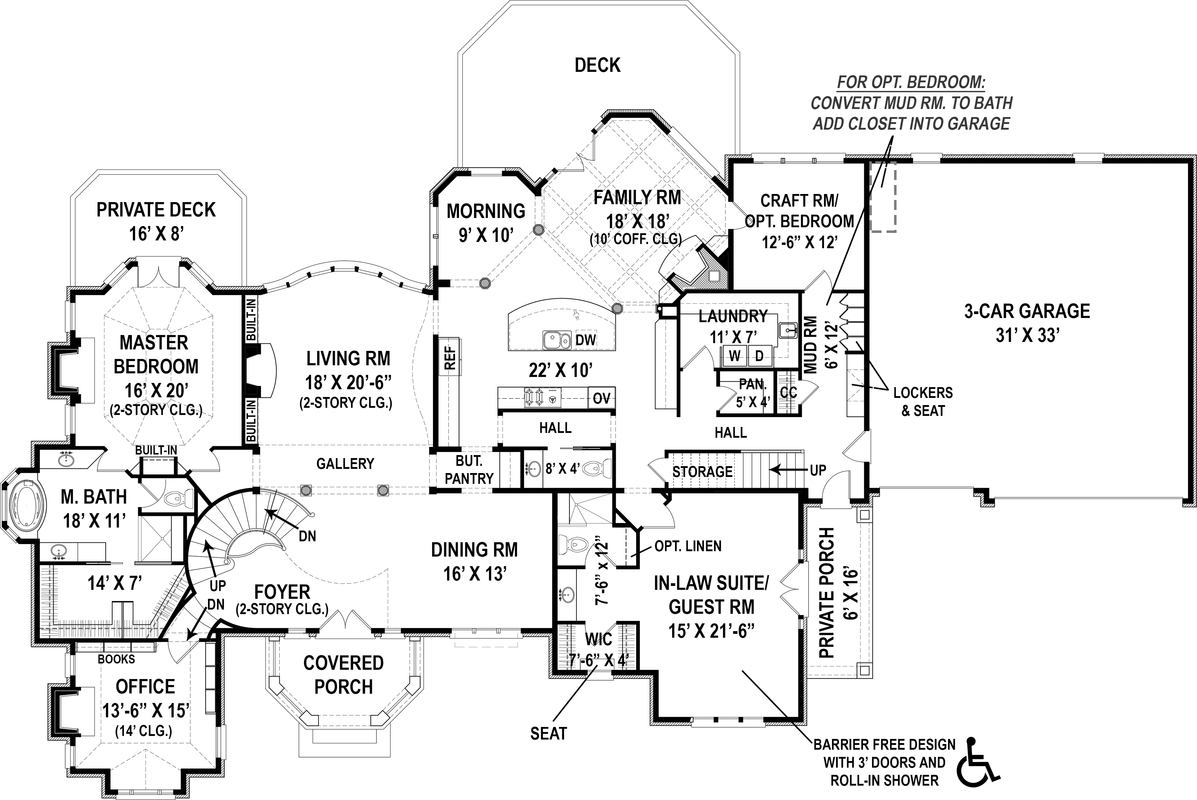 Floor Plan First Story of European Plan #106-1294