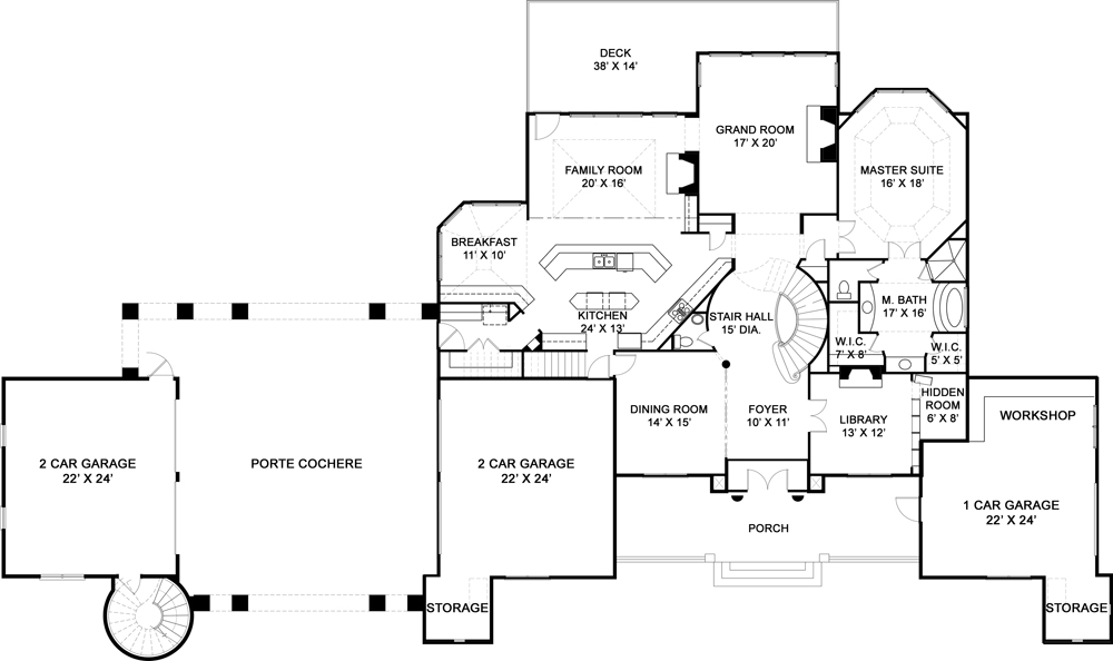 Floor Plan First Story of Luxury Plan #106-1295