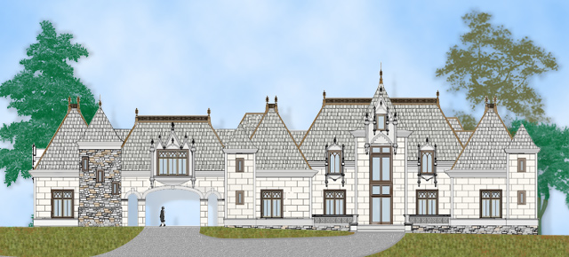 Home Plan Front Elevation of this 5-Bedroom,4458 Sq Ft Plan -106-1295