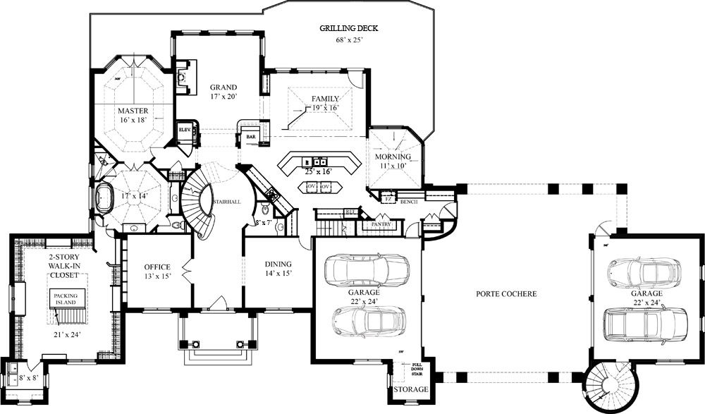 Floor Plan First Story of European Plan #106-1298