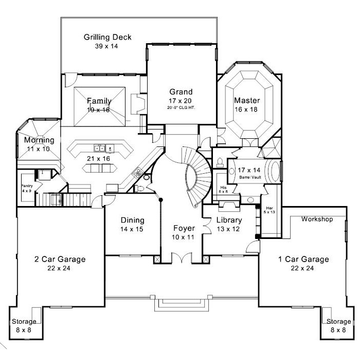 Floor Plan First Story of European Plan #106-1300