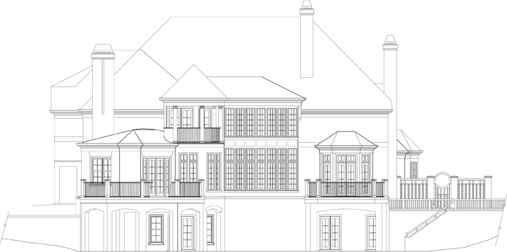 Home Plan Rear Elevation of this 4-Bedroom,3777 Sq Ft Plan -106-1301