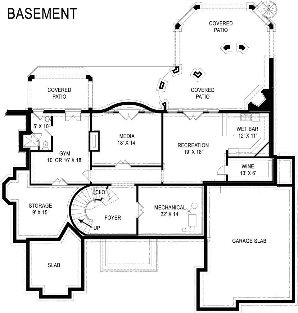 Floor Plan Basement of Luxury Plan #106-1302