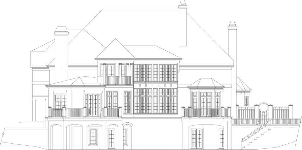 Home Plan Rear Elevation of this 4-Bedroom,3868 Sq Ft Plan -106-1302