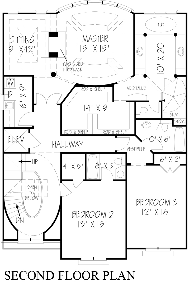 Floor Plan Second Story of Traditional Plan #106-1303