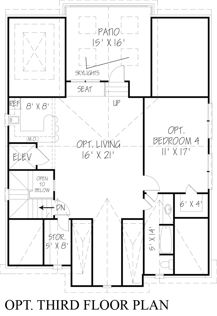 Floor Plan Third Story of Traditional Plan #106-1303